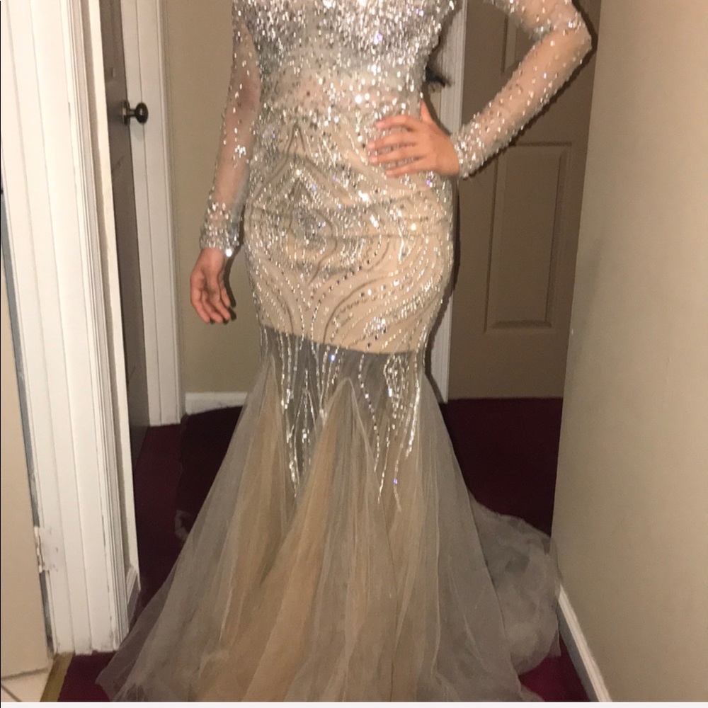 Gorgeous Beaded and Sequin Silver Dress